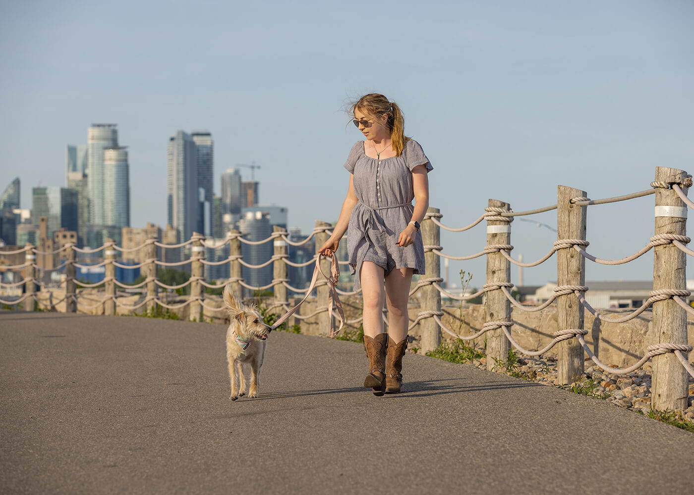 dog and girl in Trillium Park