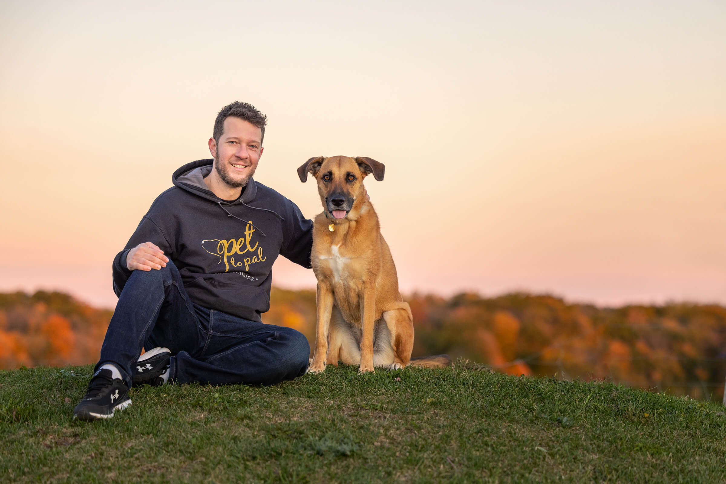 profile shot for dog trainer and his dog